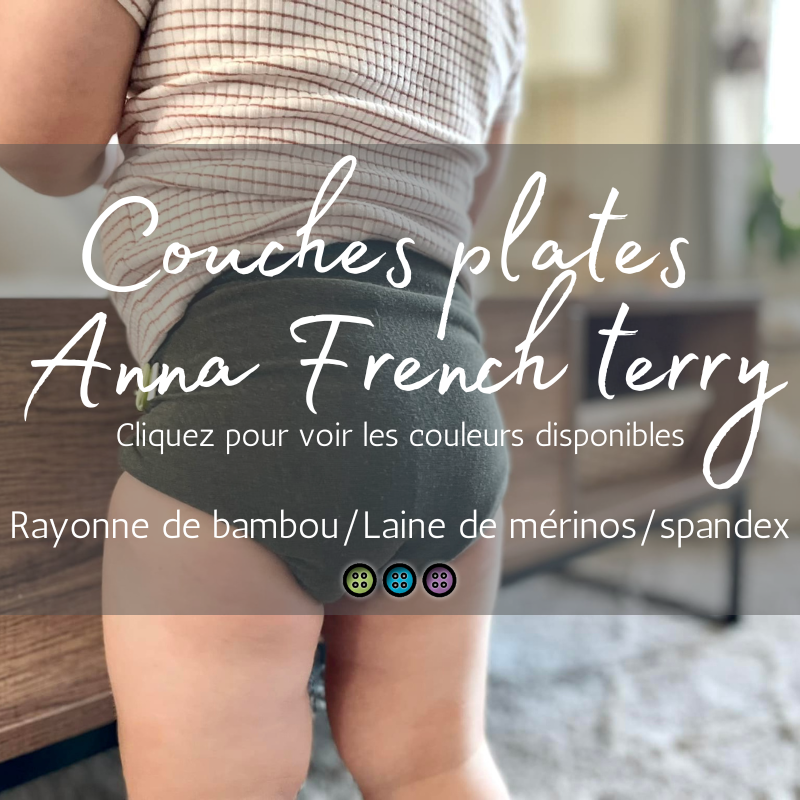 ANNA / Couche plate French Terry Carrée unie -  (Prête à partir)
